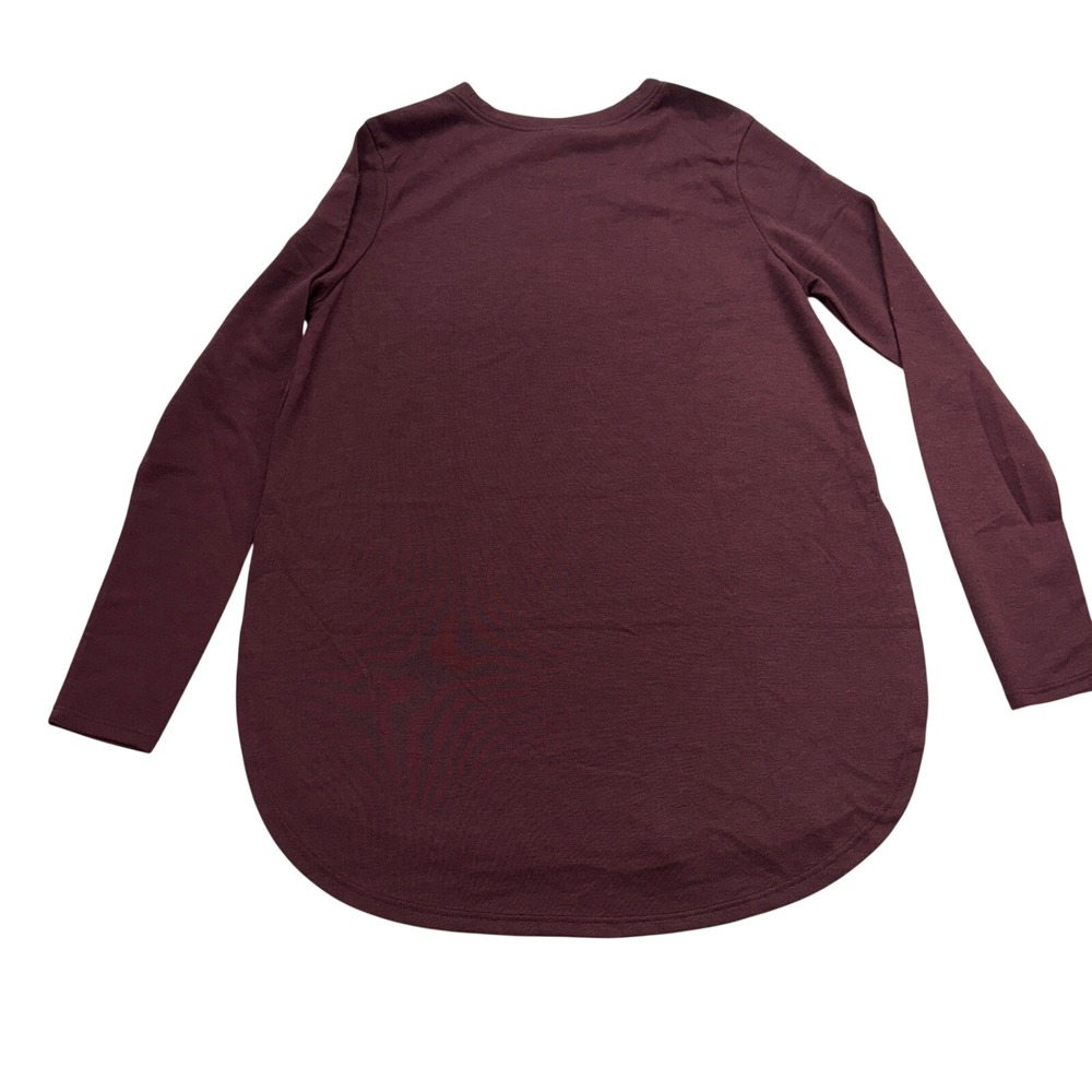 Mono B Womens Burgundy Long Sleeve Activewear Top Curved Hem Style Small - Picture 4 of 8